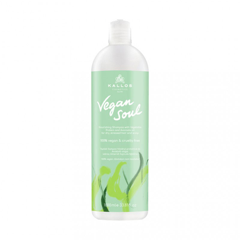 Живильний шампунь для волосся Kallos Cosmetics KJMN Vegan Soul Nourishing Shampoo з рослинними протеїнами та олією авокадо, 1 л